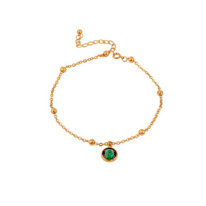 Trendy Temperament Round Green ZIRCON Anklet