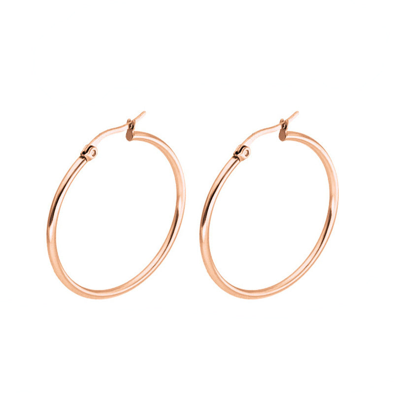 Classic Style Stainless Steel Simple Hoop Earrings