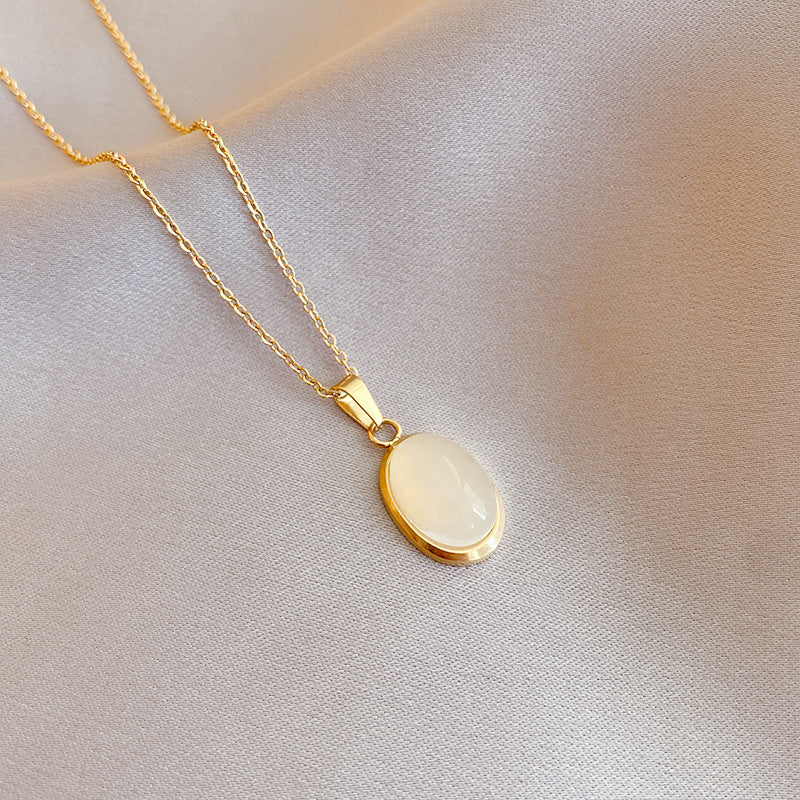 Simple Fashion Opal Stone 18K Gold Necklace