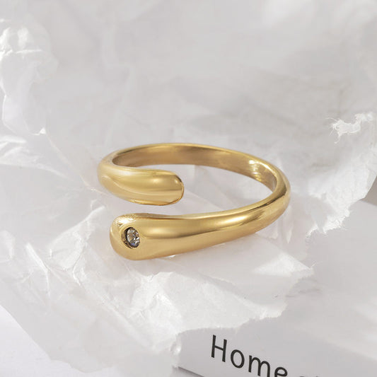 Simple Diamond Studded Gold Plating Rings