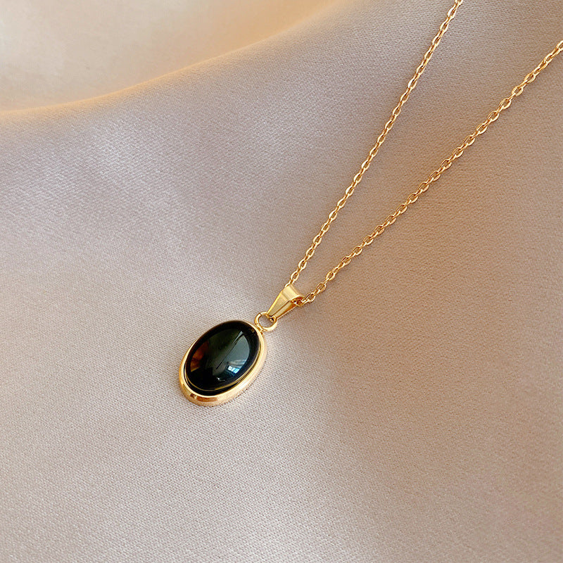 Simple Fashion Opal Stone 18K Gold Necklace