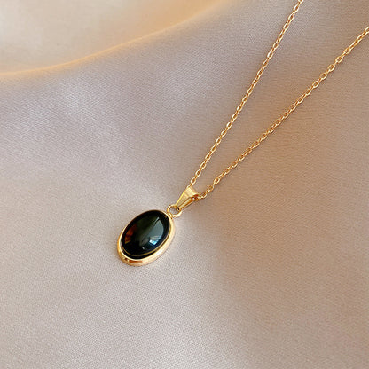 Simple Fashion Opal Stone 18K Gold Necklace