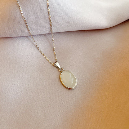 Simple Fashion Opal Stone 18K Gold Necklace