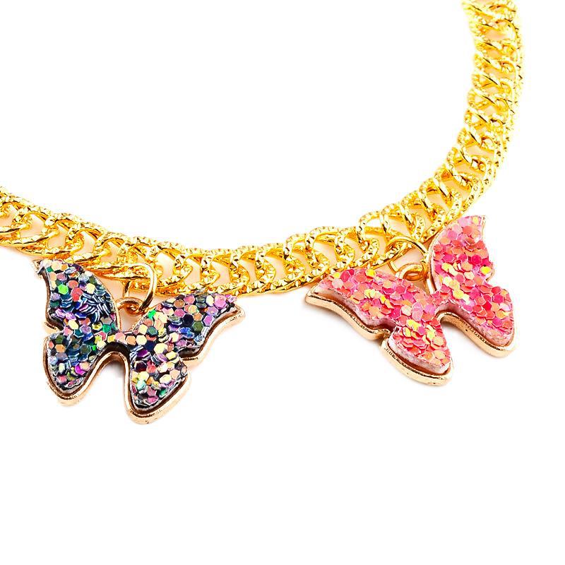 Colorful Enamel Butterfly Pendant Anklet