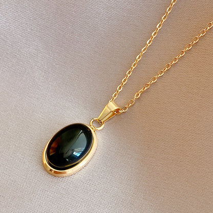 Simple Fashion Opal Stone 18K Gold Necklace