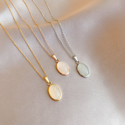 Simple Fashion Opal Stone 18K Gold Necklace