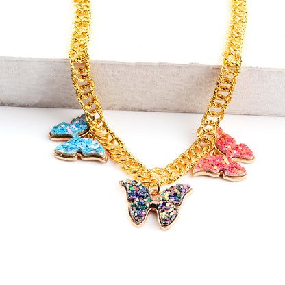 Colorful Enamel Butterfly Pendant Anklet