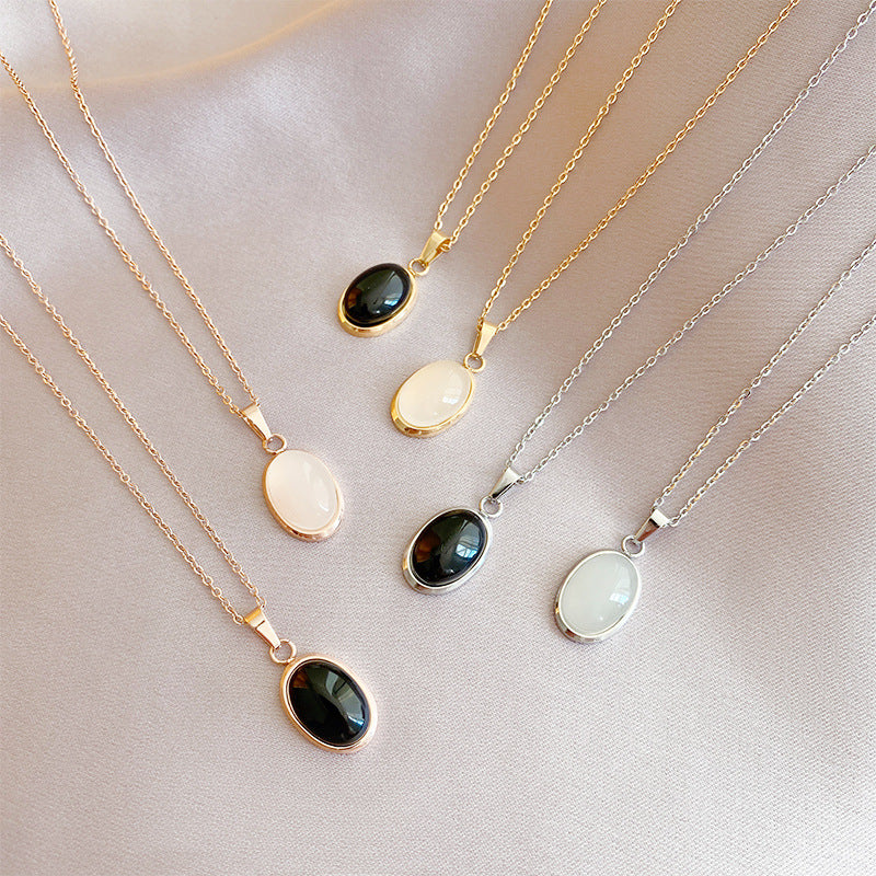 Simple Fashion Opal Stone 18K Gold Necklace