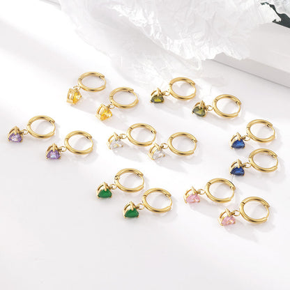 Heart Shape Hot Sale Colorful Zircon Pendant Earirngs