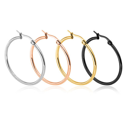 Classic Style Stainless Steel Simple Hoop Earrings