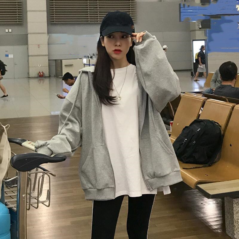 Amy Fashion - Korean Version Oversized Solid Color Hoodies