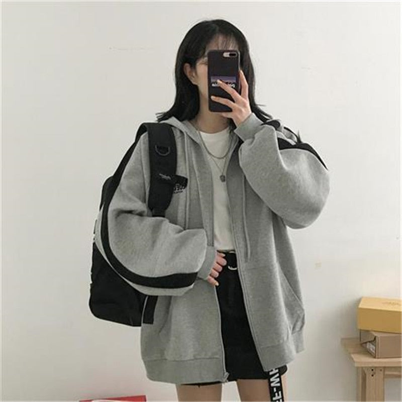 Amy Fashion - Korean Version Oversized Solid Color Hoodies