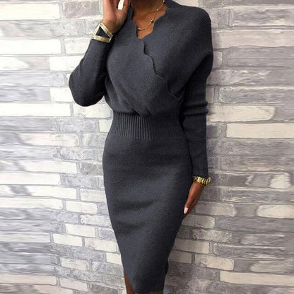 Long Sleeve Slim Fit Knee Dress