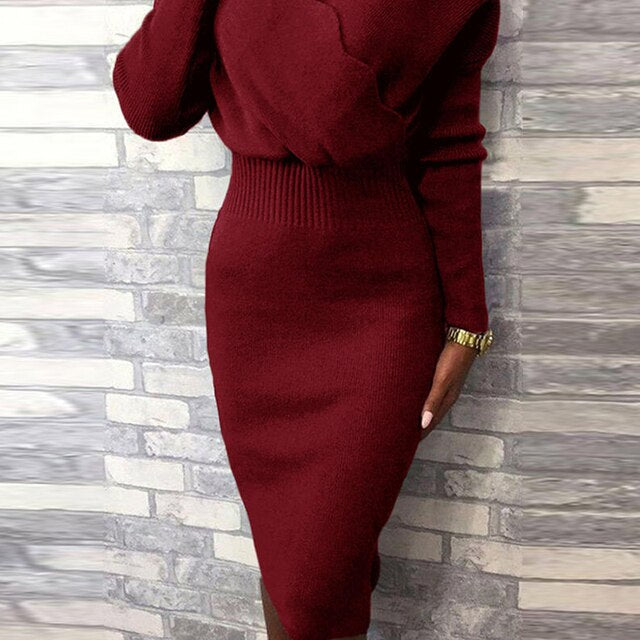 Long Sleeve Slim Fit Knee Dress